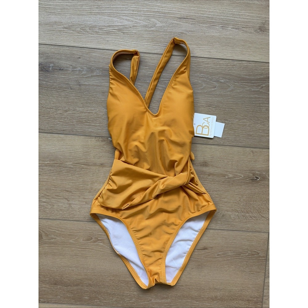 BCA by Rebecca Virtue Tori Mustard Twist One Piece Plunge Swimsuit Size XS Becca